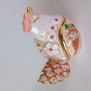 Pink Chicken Rhinestone Jewelry Box